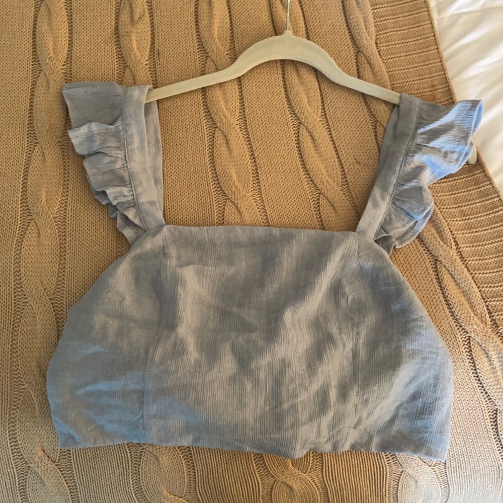 Light Blue Fitted Crop Shirt